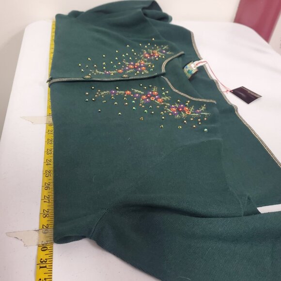 Knits Carol Patterson Womens Floral Embroidered Cardigan Size 3X Holiday Artsy - Picture 7 of 10
